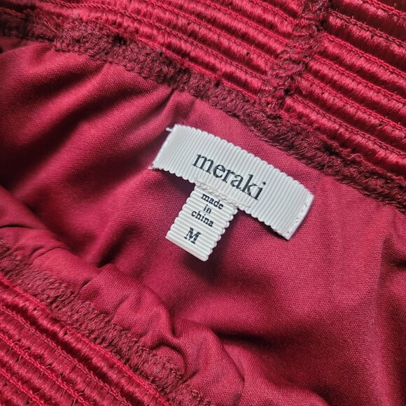 Meraki Red Wine Floral Lace Cut-Out Midi High Waisted Skirt- M - Picture 5 of 6